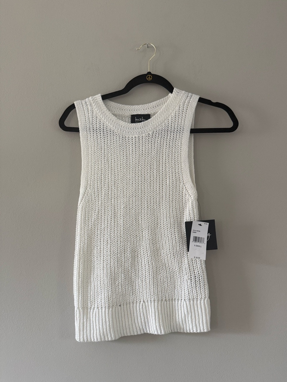 By & By | Ivory Sleeveless Crewneck Knit Tank